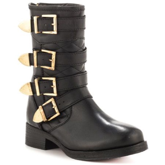 Stylish Black Boots with Gold Accents - Picture 1 of 13